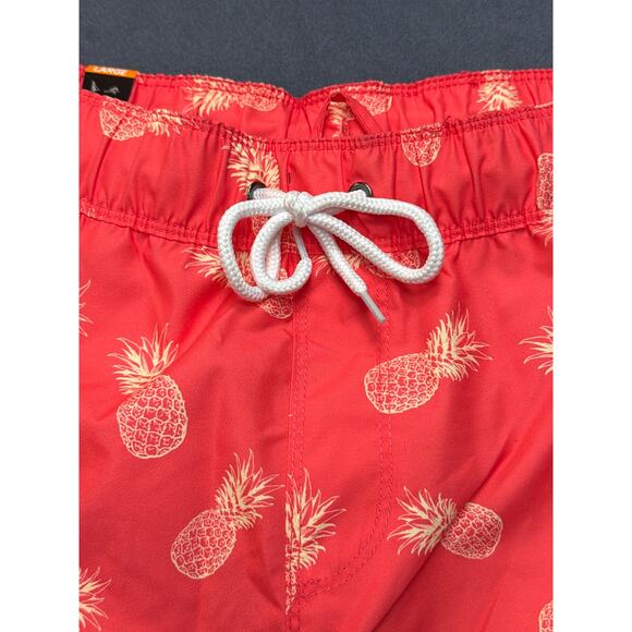 NWT US Apparel Swim Trunks Men’s LG Drawstring Coral Pineapple Pattern - Picture 3 of 9